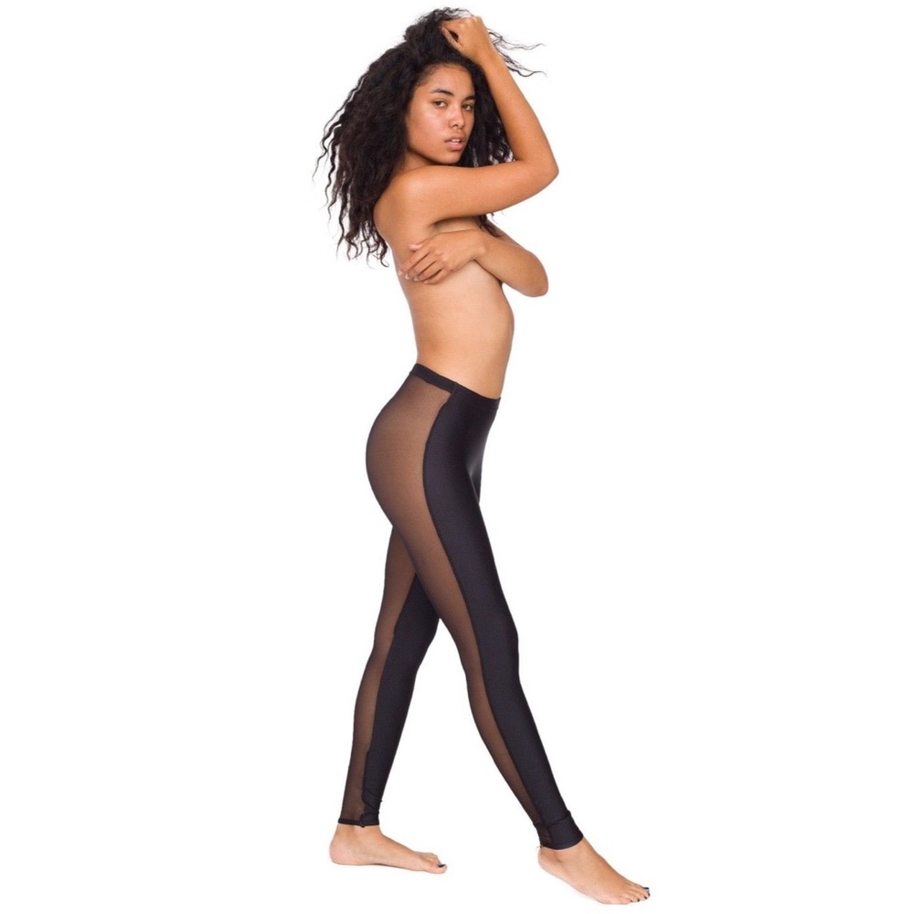 American Apparel Nylon Micro-Mesh Two Tone Legging